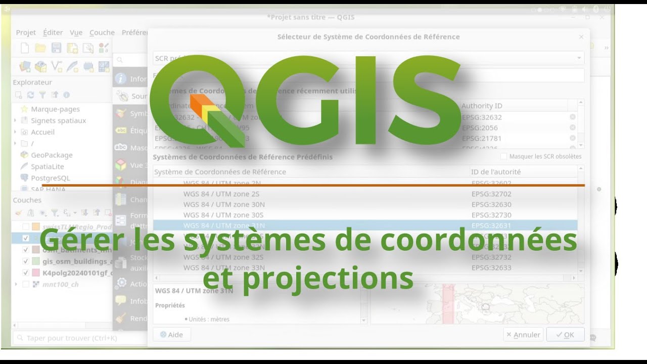 QGIS: Gérer les systèmes de coordonnées et projections