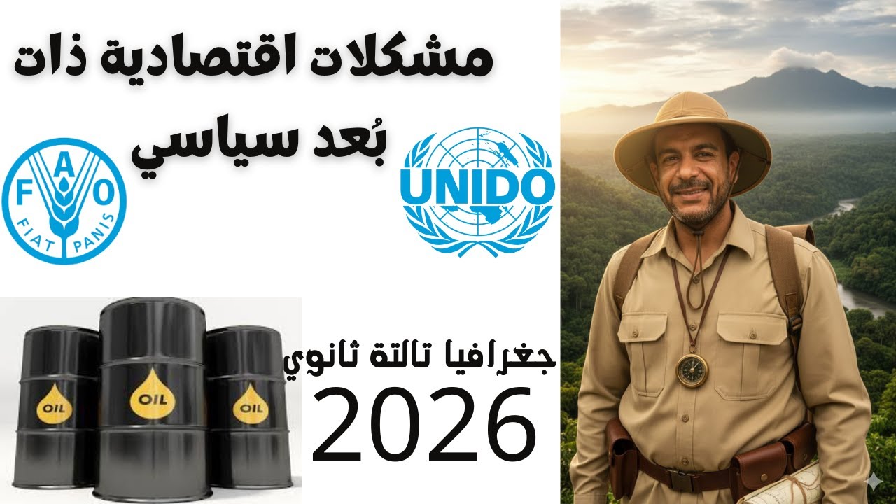 درس مشكلات اقتصادية ذات بعد سياسي 2026 | جغرافيا تالتة ثانوى 2026 م