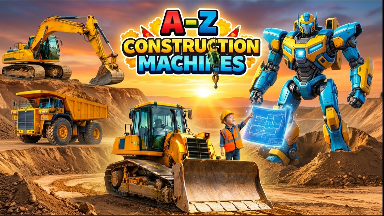 ABC Construction Vehicles | Learn A to Z Alphabet & Vehicle Names for Kids