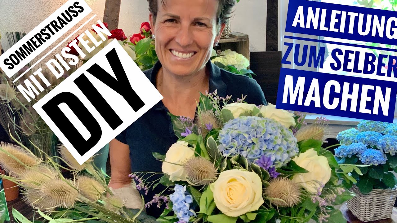 BLUMENSTRAUSS SELBST GEMACHT  - mit Disteln DIY Floristik Anleitung zum selber binden Gartentipp