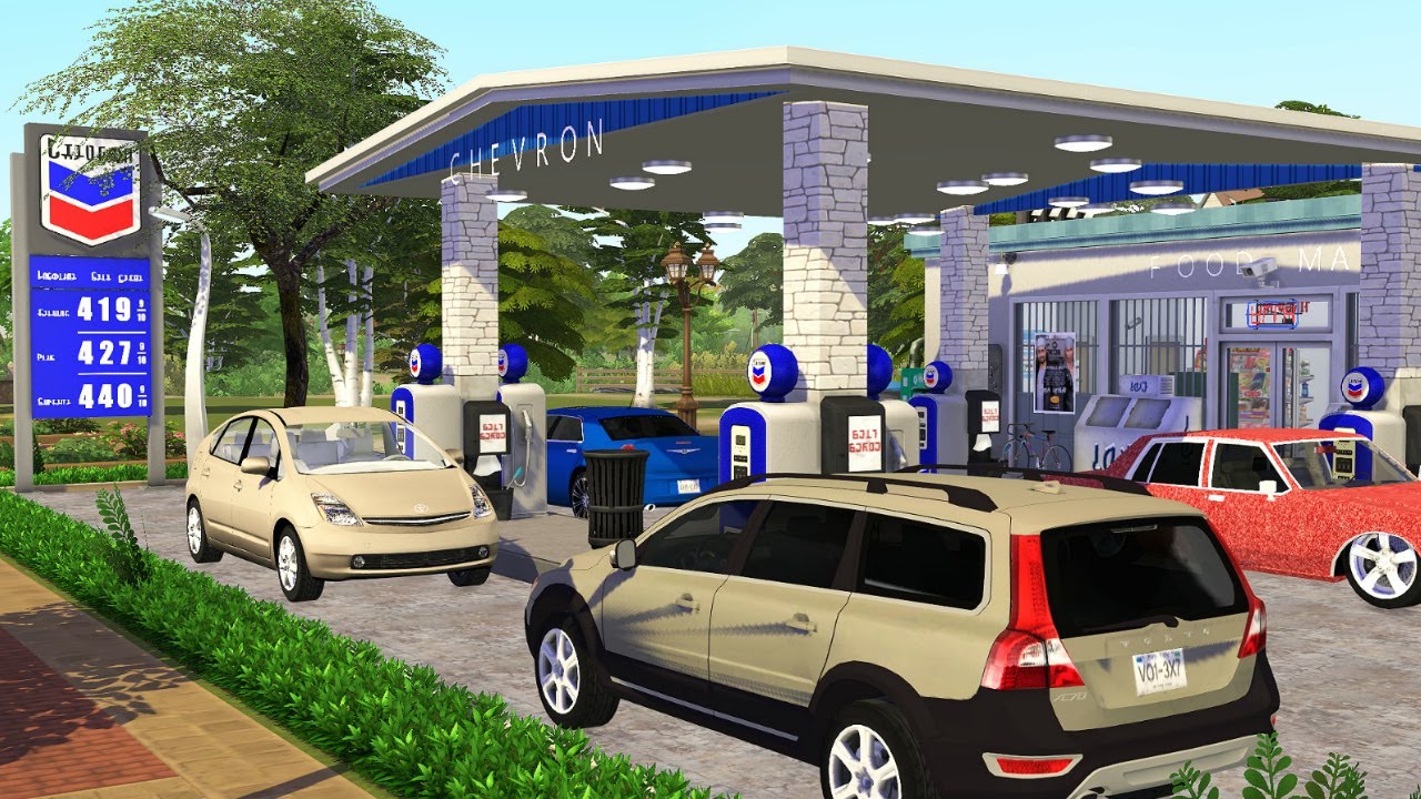 SIMS 4 GAS STATION SPEED BUILD 🎮 CHEVRON