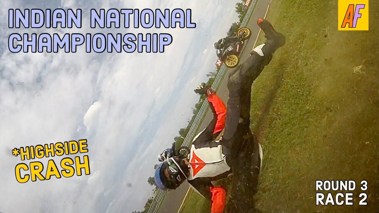 Highside crash on Yamaha R15 | Indian National Championship Race | Round 3 Race 2