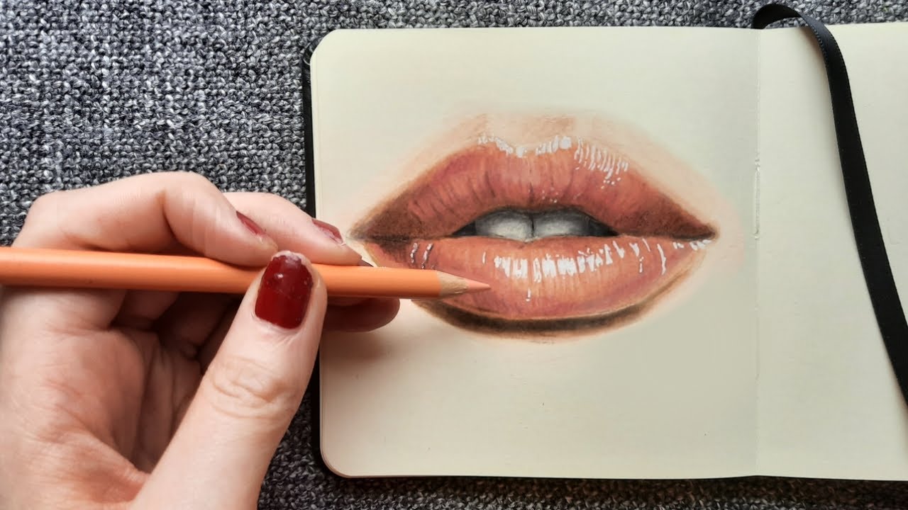 Wie zeichnet man realistische Lippen/ einen Mund mit Buntstiften? || Einfach zeichnen lernen #11