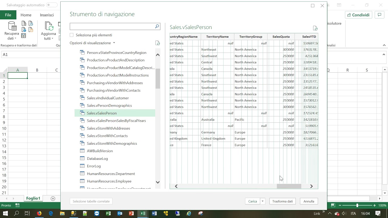 Collegare database SQL ad Excel