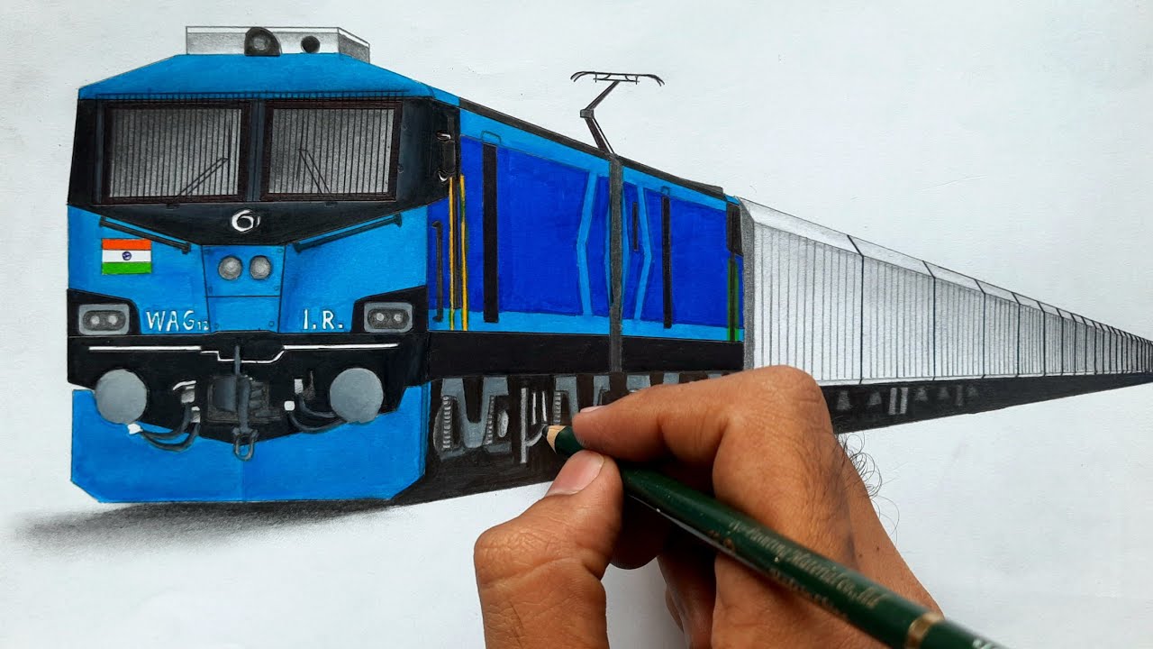Drawing a WAG-12 locomotive hauled Freight train || Indian Railways