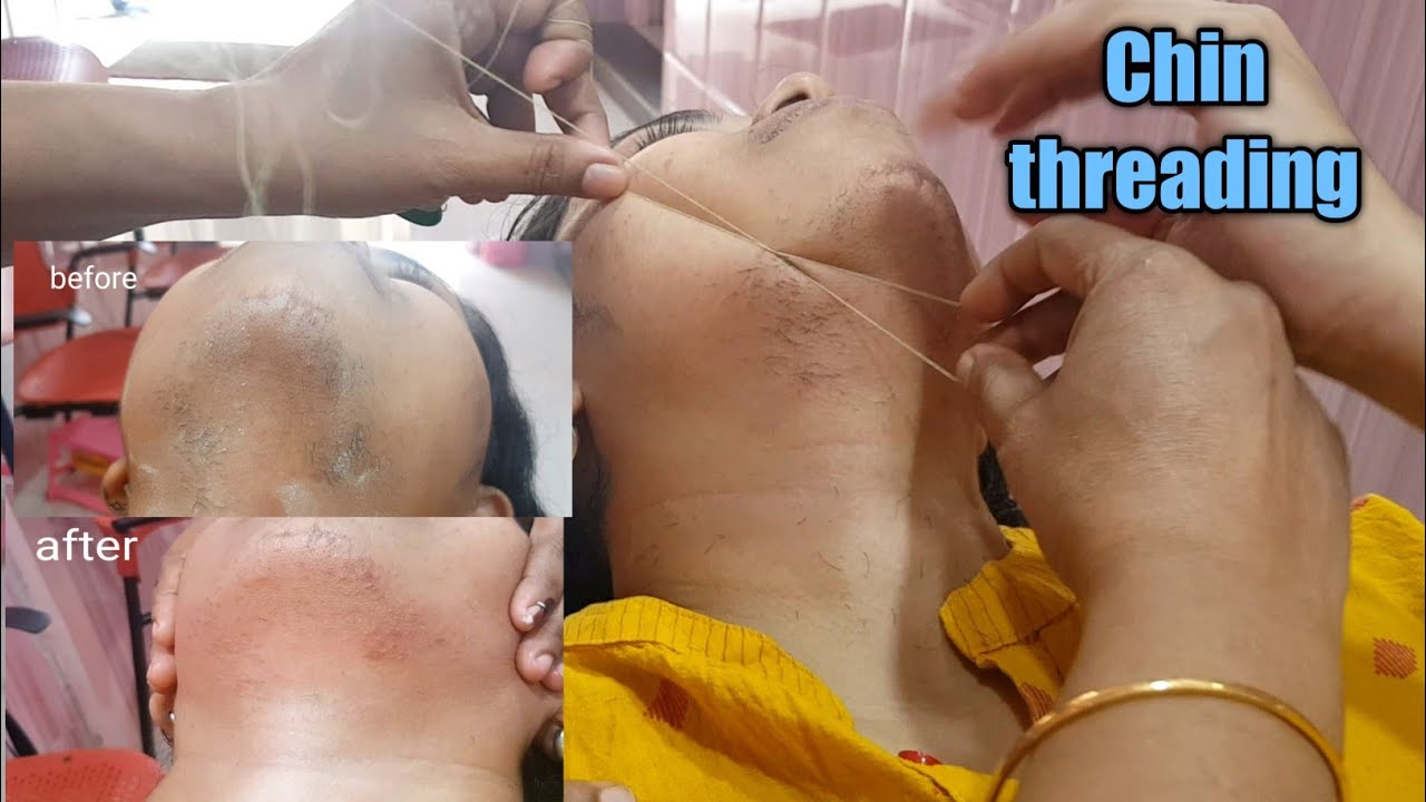 chin threading/ how to remove chin hair/how to thread chin/ chin hair removal technique
