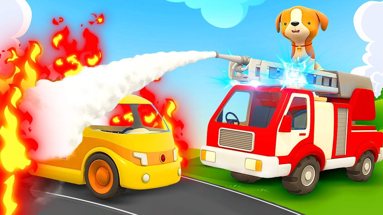 The little puppy and the fire truck save the day. Full episodes of Helper cars cartoons for kids.
