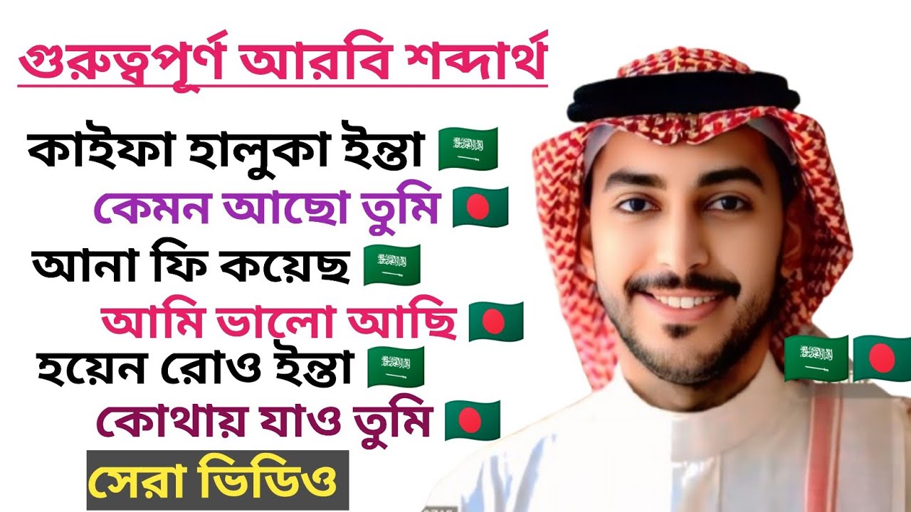 আরবি ভাষা শিখুন খুব সহজে। গুরুত্বপূর্ণ ৭০ টি আরবি শব্দার্থ এক ভিডিওতেই শিখে নিন।