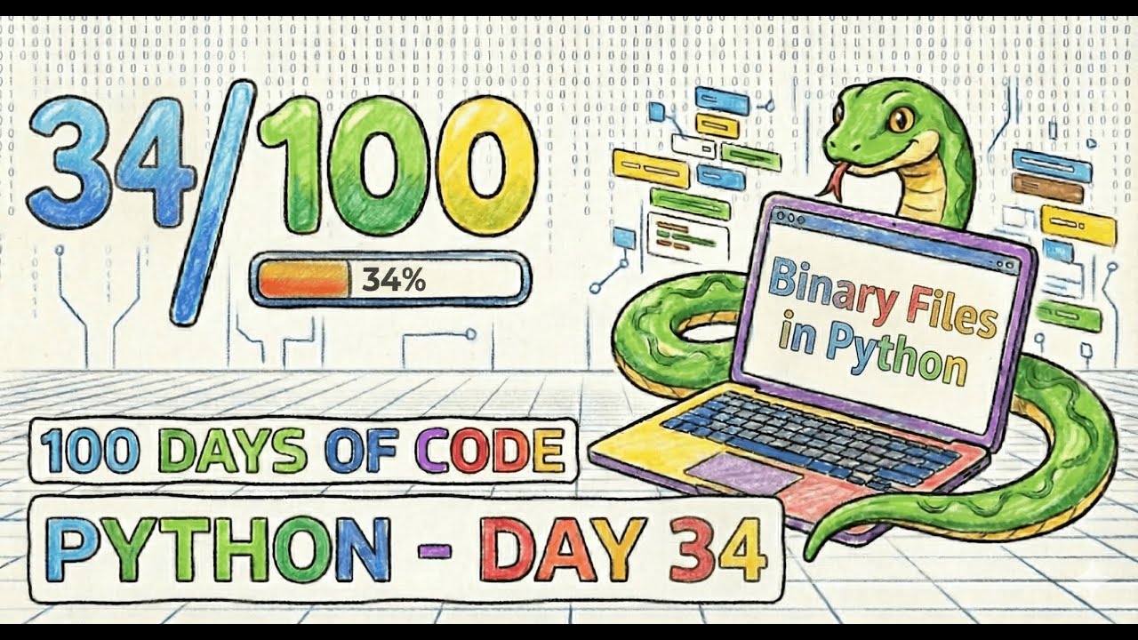 100 Days of Python – Day 34: Binary Files in Python (wb, rb, Pickle, .dat vs .bin)