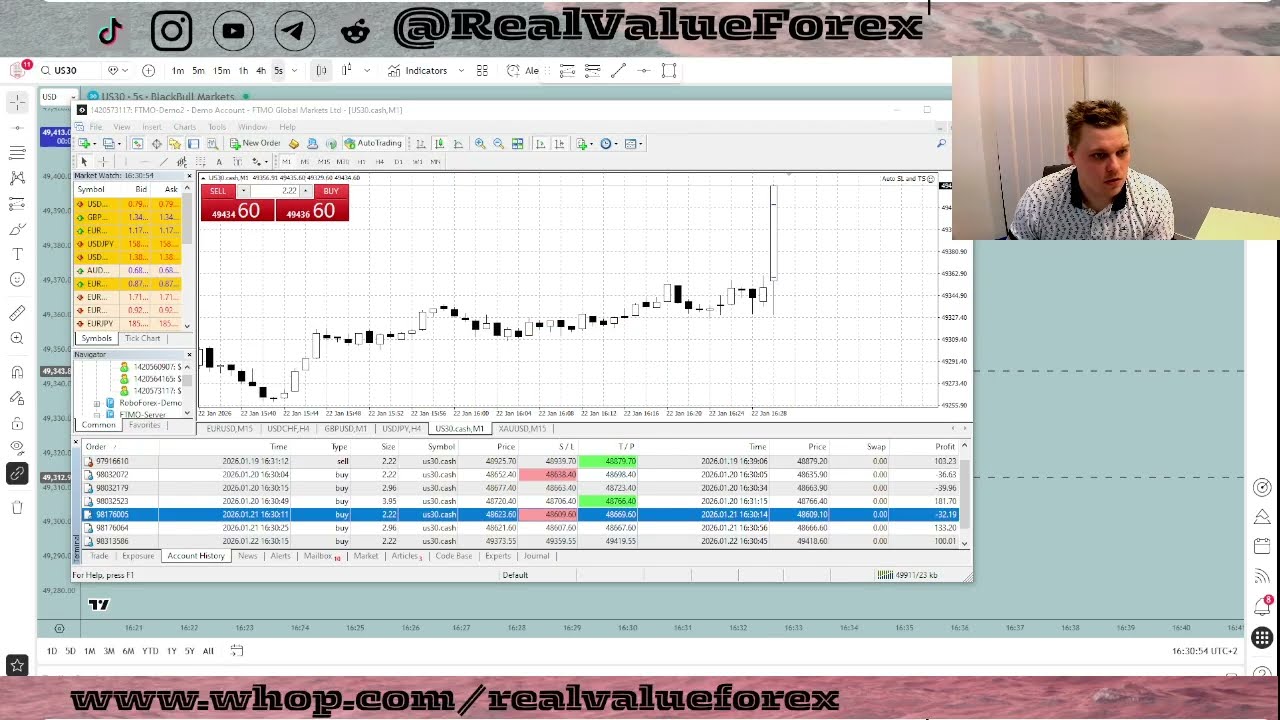 Making $100 in 45 Sec &ndash; US30 Live Trading - 22 Jan 2026