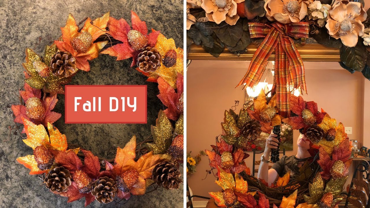 Fall Grapevine Wreath DIY With Pine Cones and Acorns 2018