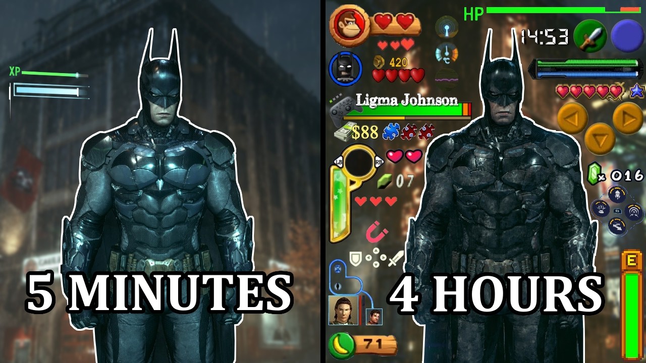 Batman: Arkham Knight but Every 10 Minutes I Add a New HUD