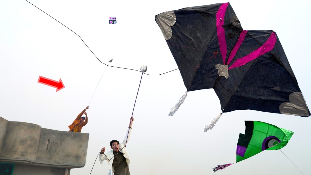 Double Kite Catch With Door | Double Kite Flying In sky