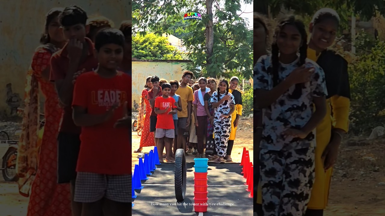 How many can hit the tower with tyre challenge #shorts #tower #challenge