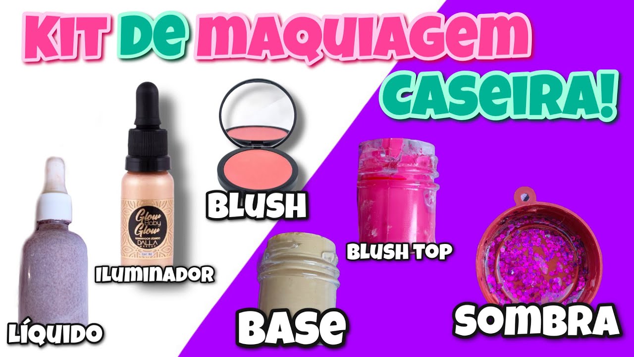 KIT DE MAQUIAGEM CASEIRA #9 💄| blush, iluminador, base, sombra... 100% CASEIRO! Manu Nogueira