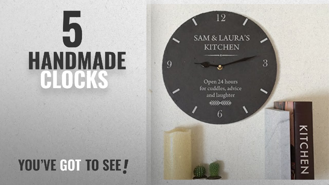 Top 10 Handmade Clocks [2018]: Personalised Kitchen Slate Clock, Personalised Slate Wall Clock,