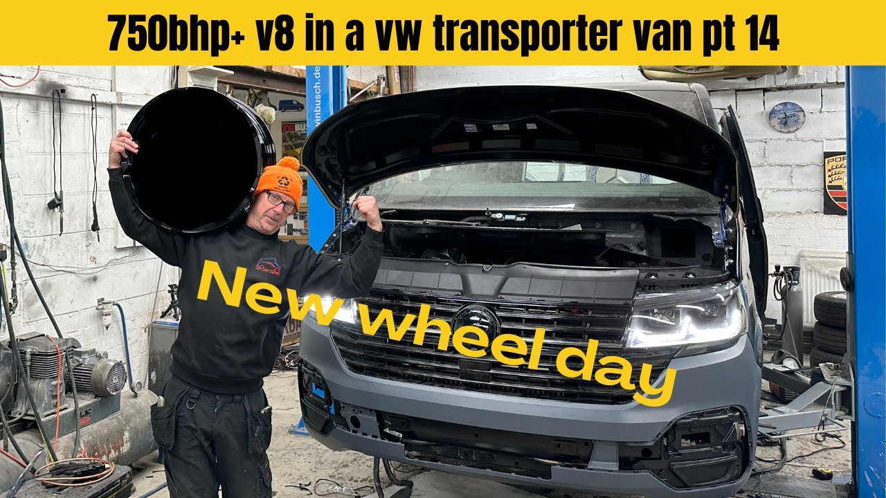 audi rs4 v8 engine in a vw transporter, front end and wheels