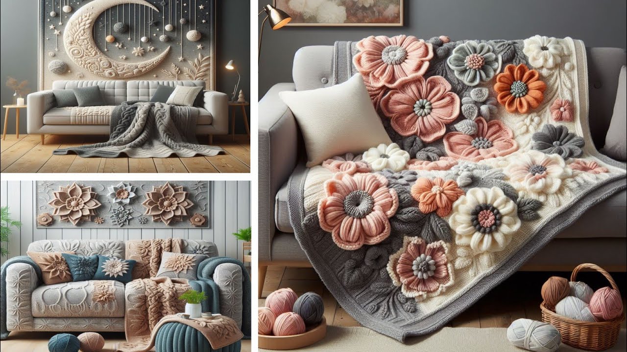 Sofa blanket model knitted with wool (share ideas)#knitted #crochet #blanket