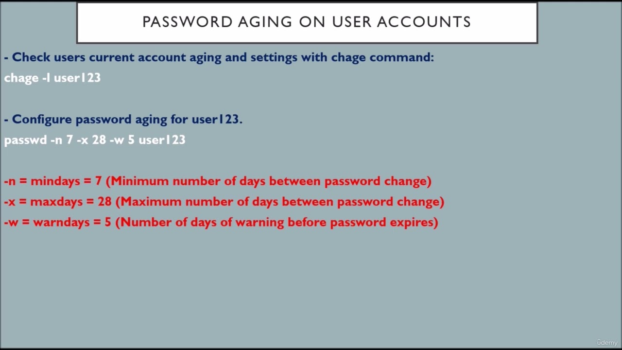 64   Password aging on user accounts