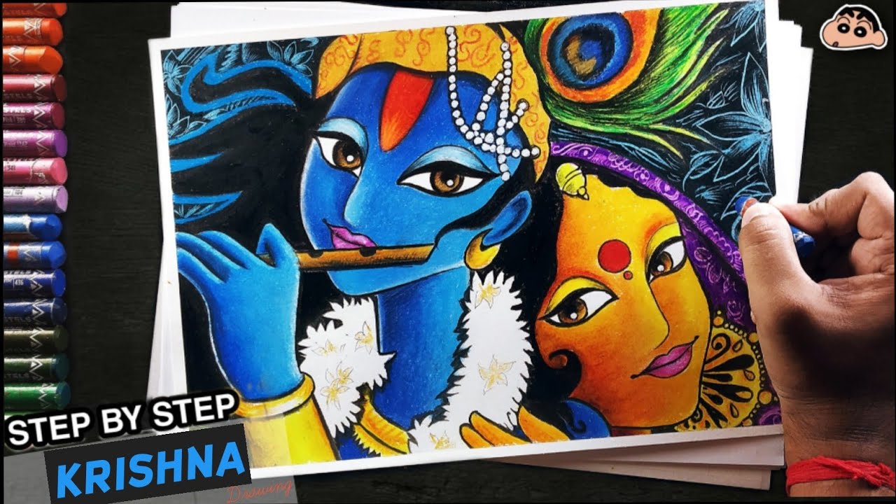 Janmashtami drawing | Radha Krishna drawing | Oil pastel drawing | Creative drawing |krishna drawing