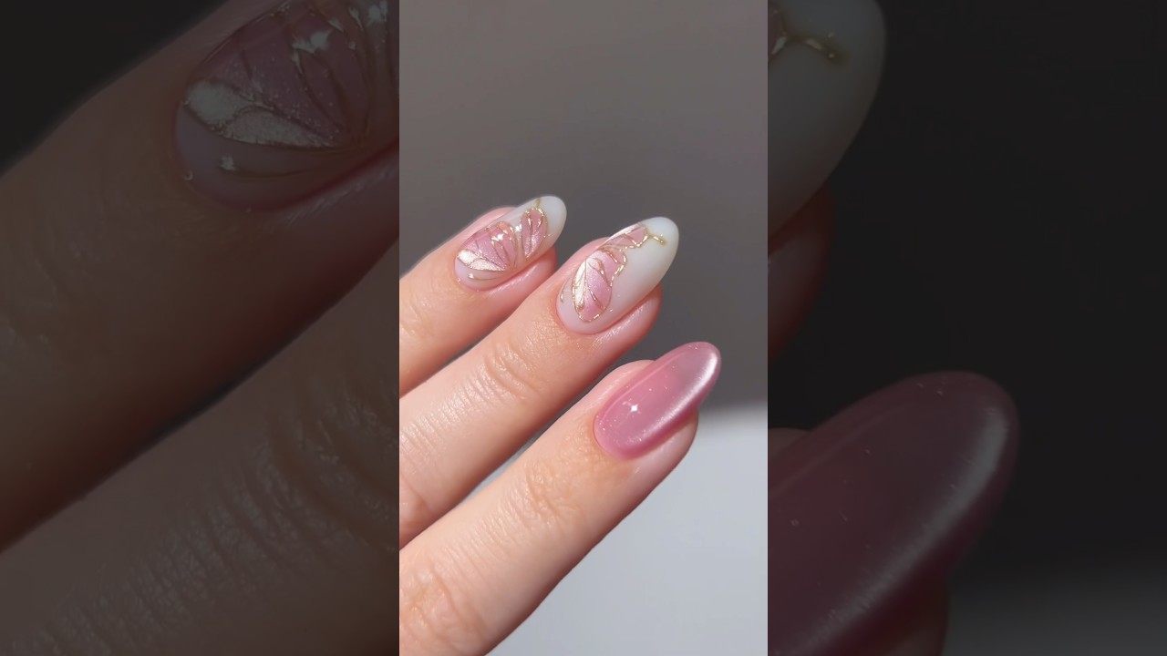 💗🦋 pink glass butterfly #nails #nailart #naildesign #nailpolish