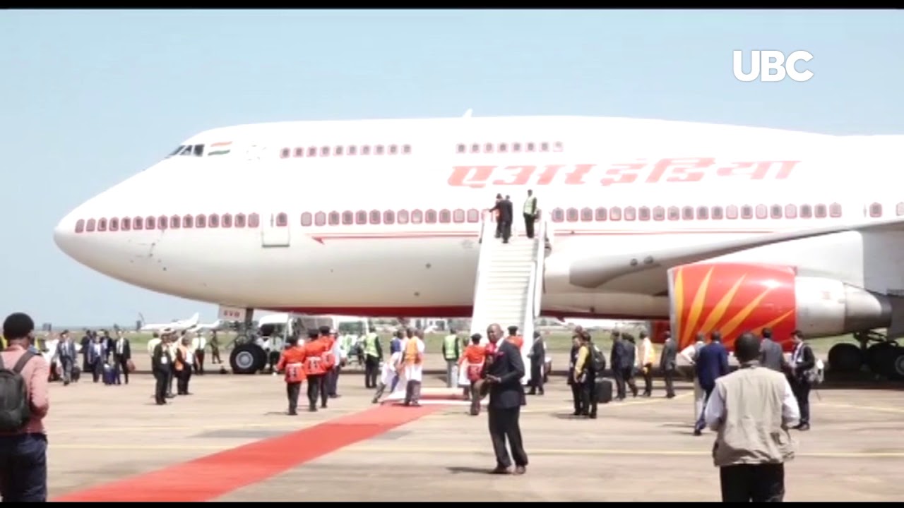 Narendra Modi, Indian Prime Minister arrives in Uganda.