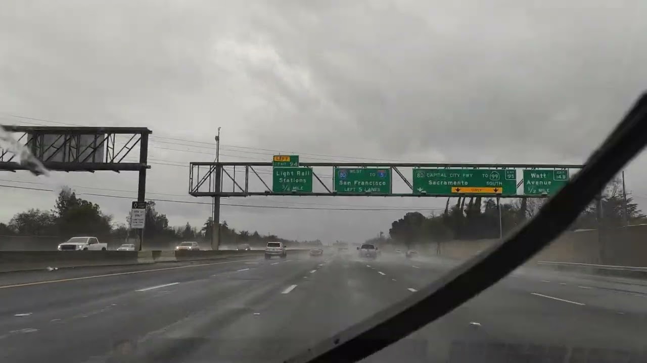 Driving Roseville to Sacramento California USA