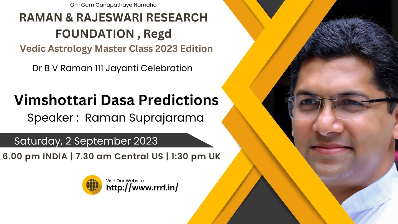 Master Class: Vimshottari Dasa Predictions | Raman Suprajarama