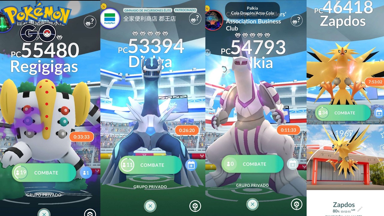 ✨ Incursiones Dialga, Palkia, Regigigas, Zapdos Pokémon GO Live | Invitaciones ENGEL GO