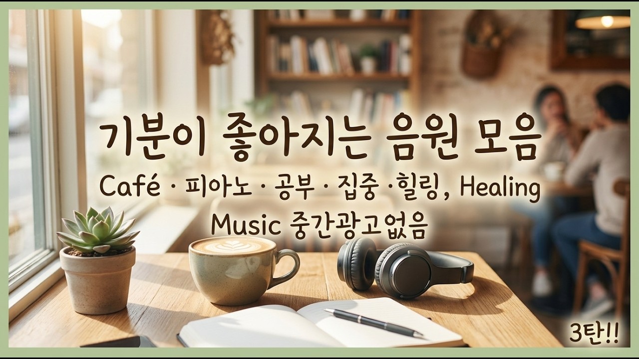 [Playslit] 기분이 좋아지는 음원 모음 Cafe, Piano, Study, Music 중간광고없음 (공부, 집중, 일, 힐링, 매장, 카페음악) 3탄!!