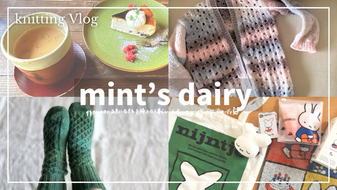 【Vlog】好きなものに正直に生きる夫婦ふたり暮らしamuhibi knit book2靴下とポルカドットガーディ🧶大好きミッフィー🐰編みもの好き主婦の日常／ knitting diary