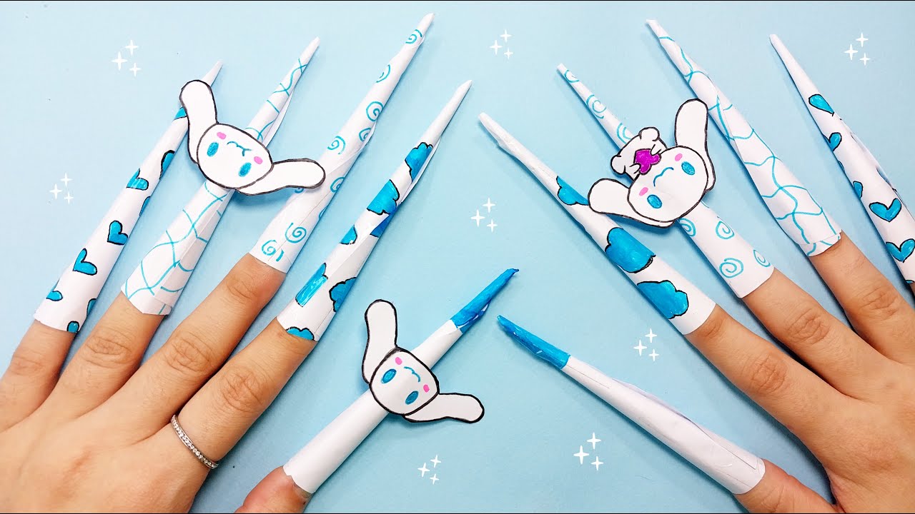 paper nails cinnamoroll💅 | How to make nails with paper