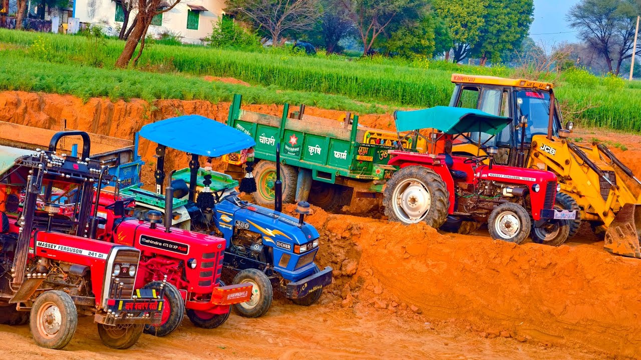 JCB 3dx Loading Mud | Swaraj Trolley Accident | New Holland 5500 Accident Fired while Work | Kubota