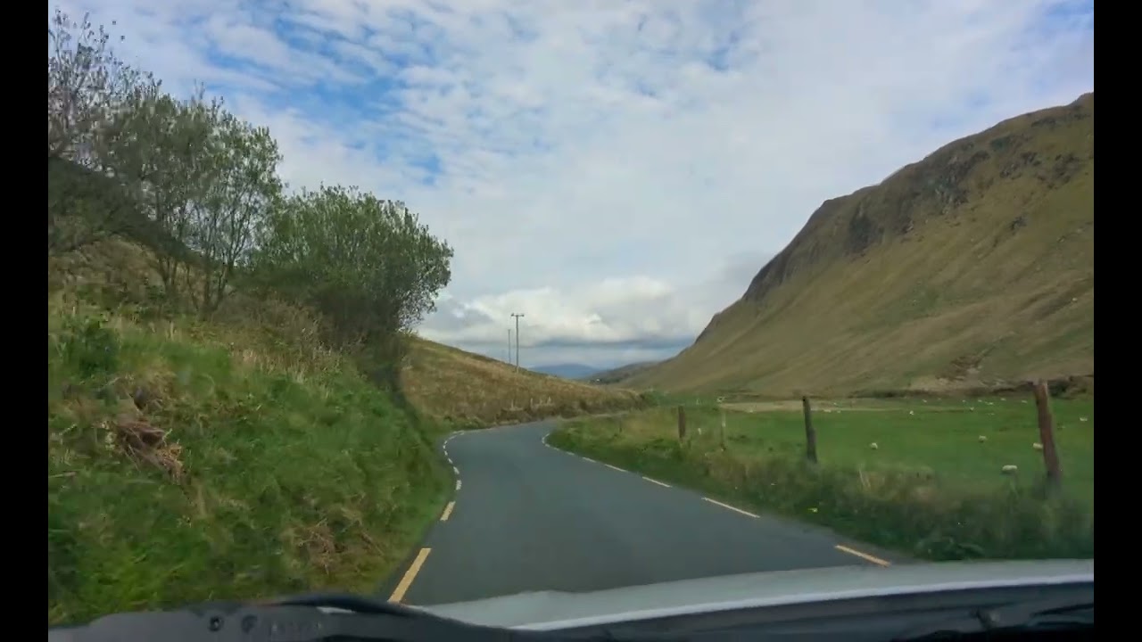 Driving down the Glengesh pass, Donegal, Ireland 
