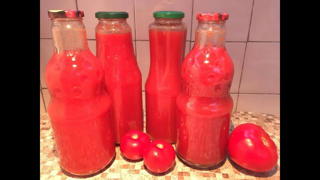 Pomidor şirəsi. Süfrəyə və yeməklər üçün çox ləzzətli pomidor soku.Томатный сок своими руками