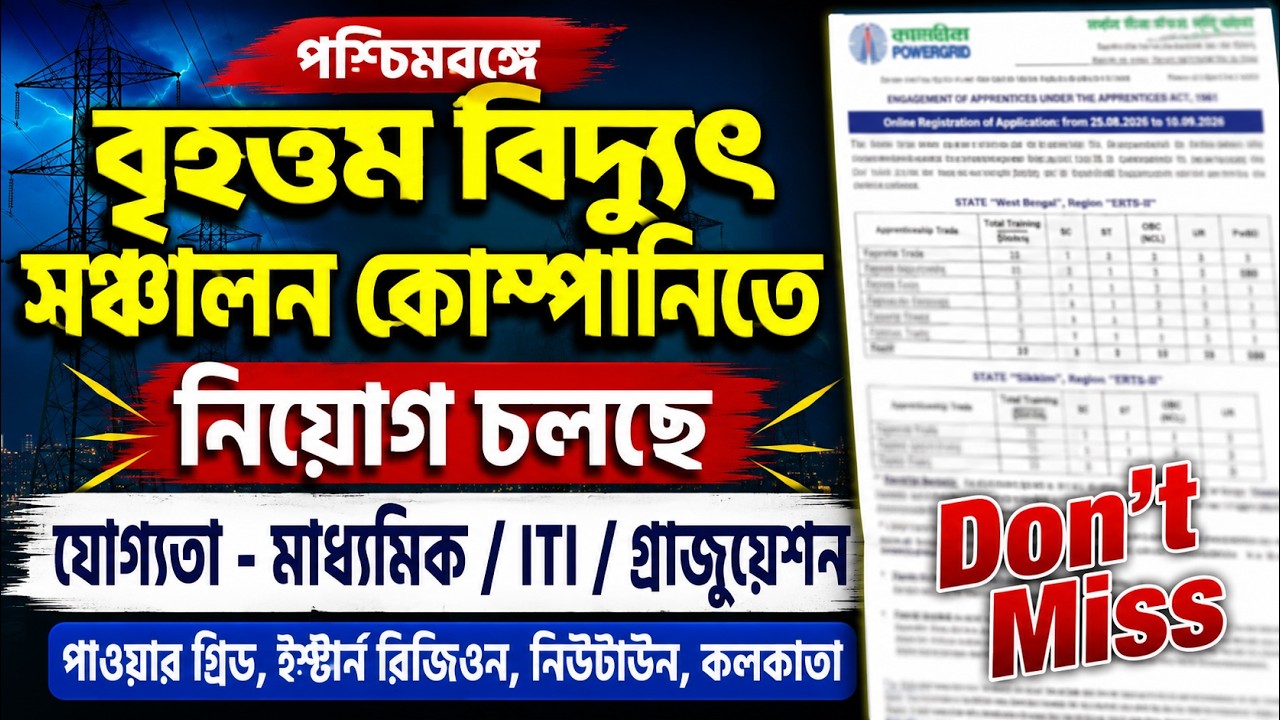 🔥 West Bengal BIG Jobs: Biggest Power Trans. Com. Recruitment Is ON! | Madhyamik, ITI & Graduate