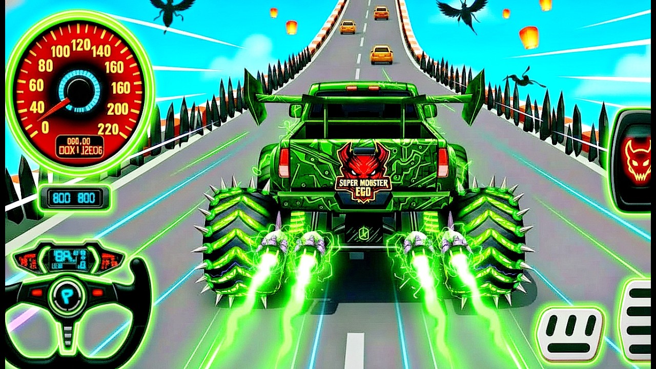 Mega Ramp Monster Car Racing 3D - Extreme Car Stunts -Android Gamepla #MegaRamp #3DGames #CarRacing