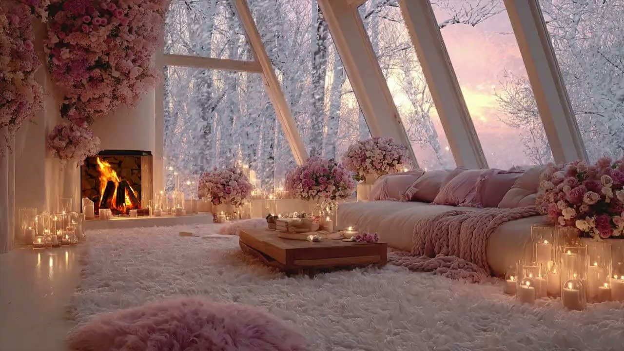 ❄️ 3 Hours White Ember Fireplace Ambience | Quiet Snowfall Glow for Deep Calm & Peaceful Focus