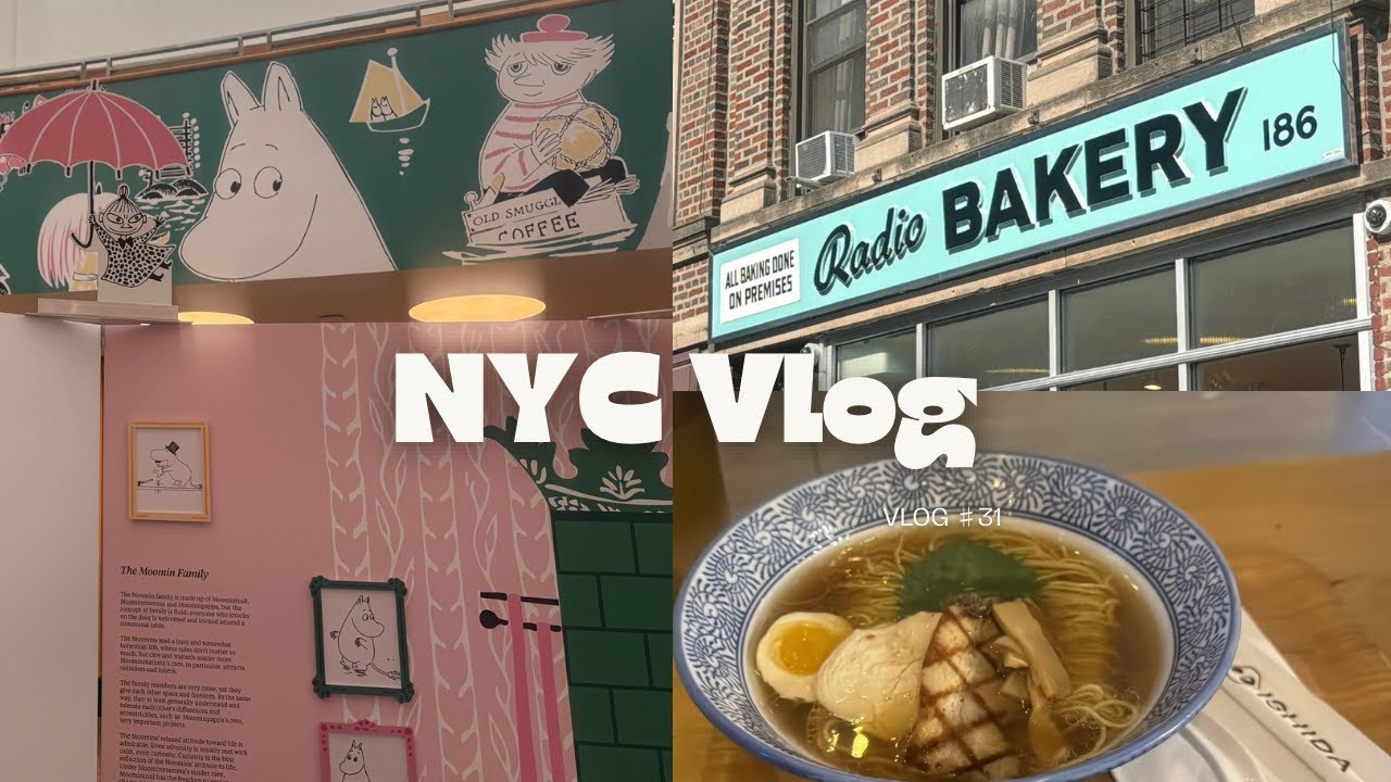 NY vlog🗽　NYCでおすすめのラーメン屋さん🍜朝活で行ってみたムーミン展🧚‍♀️大人気のパン屋Radio BAKERYへ行く🥐ブルックリン植物園🌿