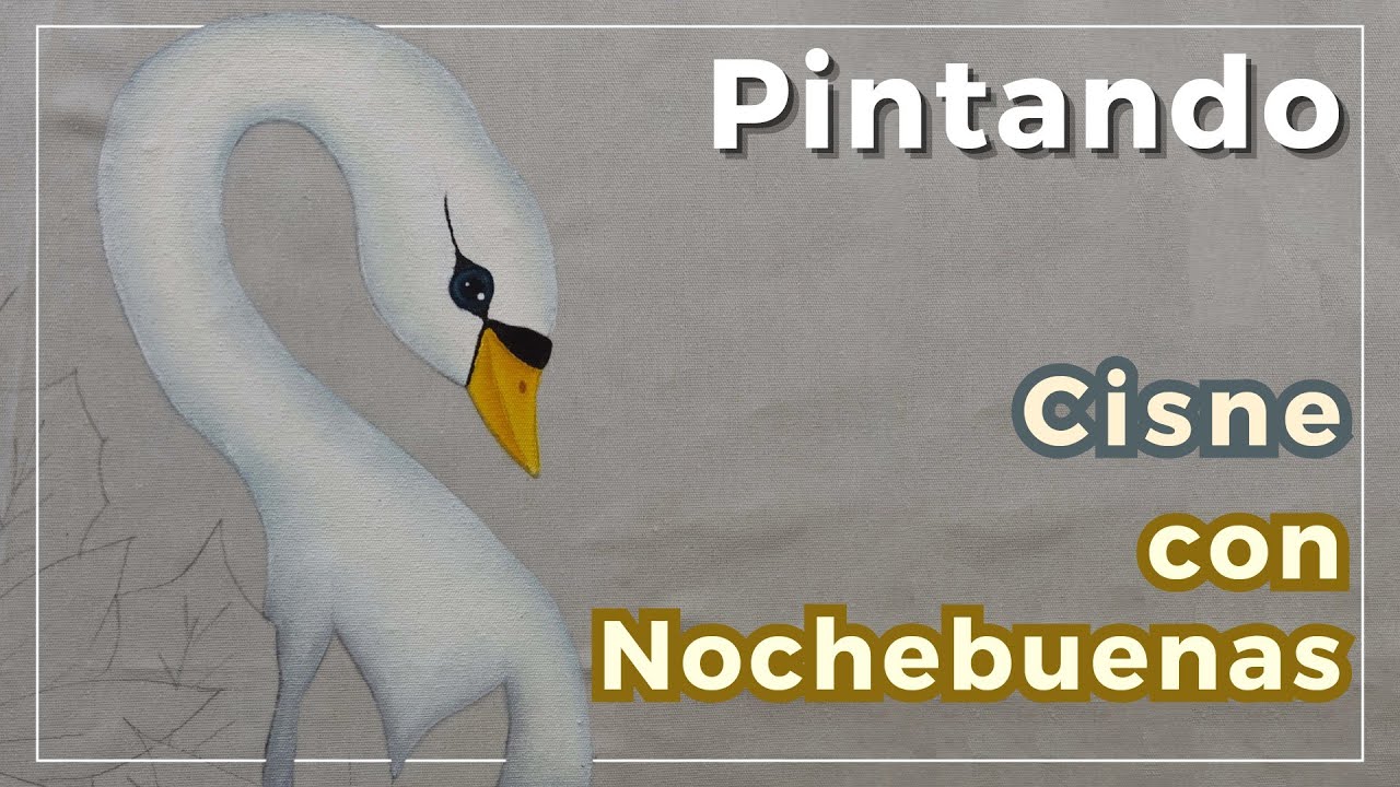 pintando Cisne con Nochebuenas | Pintura en tela