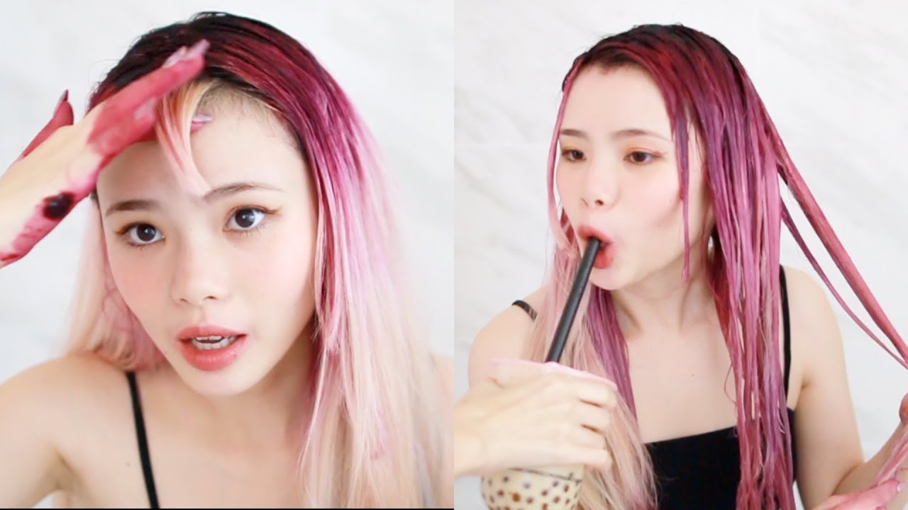 dyeing my hair at home + chill with me. blonde to purple ombre (I TRIED)