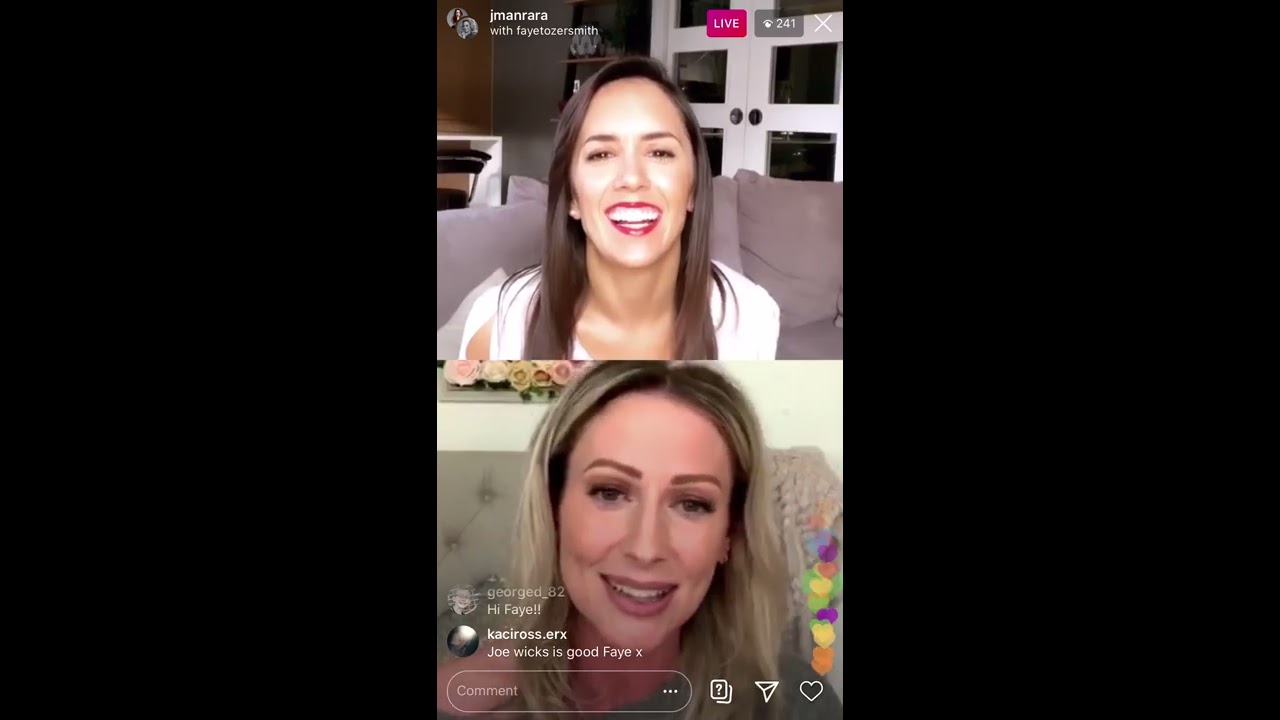 Faye Tozer and Janette Manrara instagram live