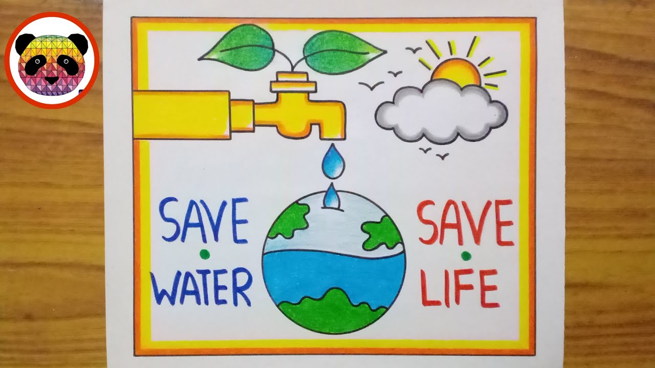 World Water Day Drawing / Save Water Save Life Poster Drawing / Save Water Drawing