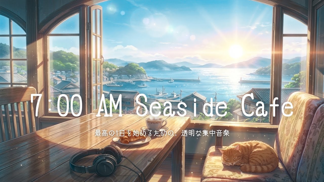 ☕️ 7:00 AM Seaside Cafe｜【朝の作業用BGM】最高の1日を始めるための、透明な集中音楽