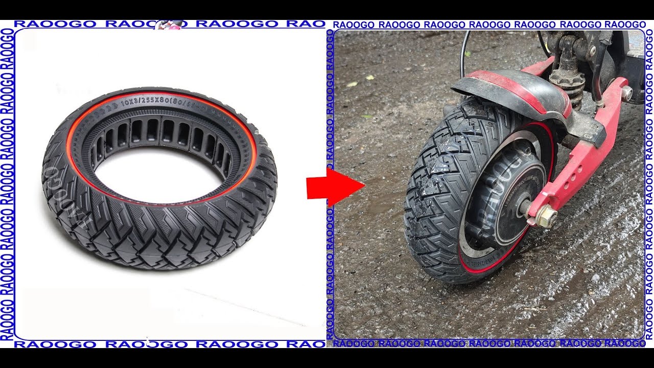 Как установить цельнолитую шину 10x3/255x80/80/65-6 на электросамокат