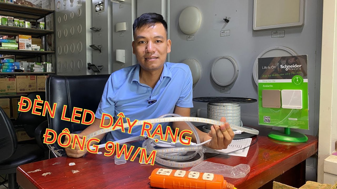 Đèn LED dây hắt trần 2 hàng Rạng Đông LD01.9W màu vàng nắng