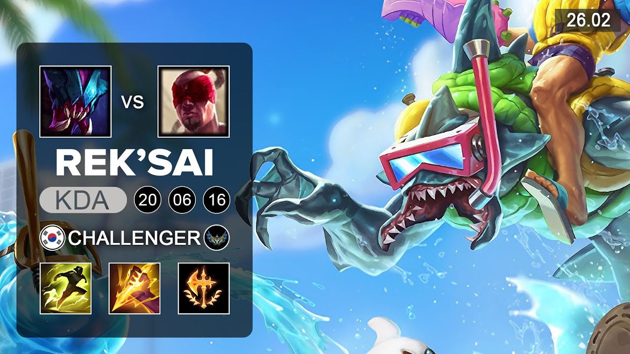 Kanavi Rek'Sai vs Lee Sin Jungle - KR Grandmaster - Patch 16.2 Season 16