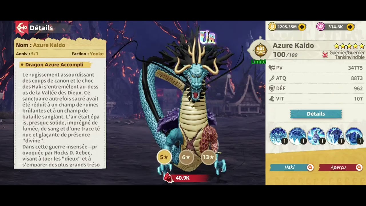 Roi des voiles nouveau perso kaido UR une dinguerie @vaiollantgame 