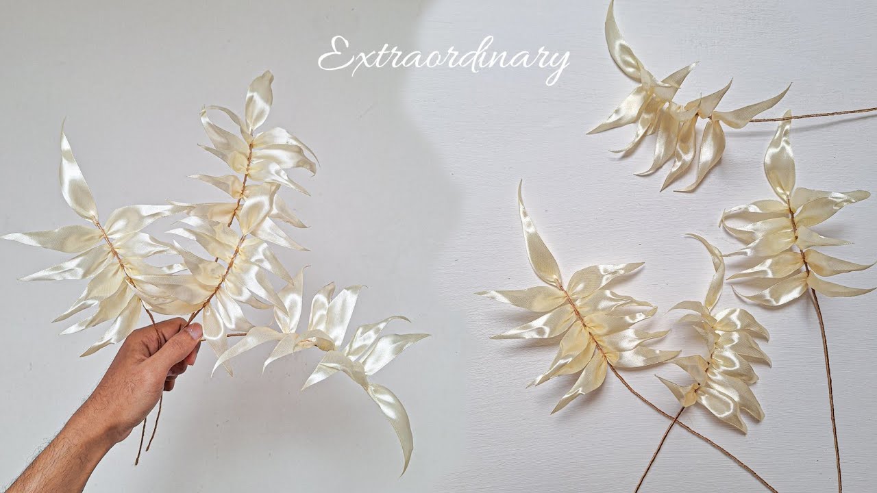 DIY, Make Easy Leaves from satin ribbon Part 1, Amazing Crafts | 4K | Satin Crafts | CyzecoSRF#7
