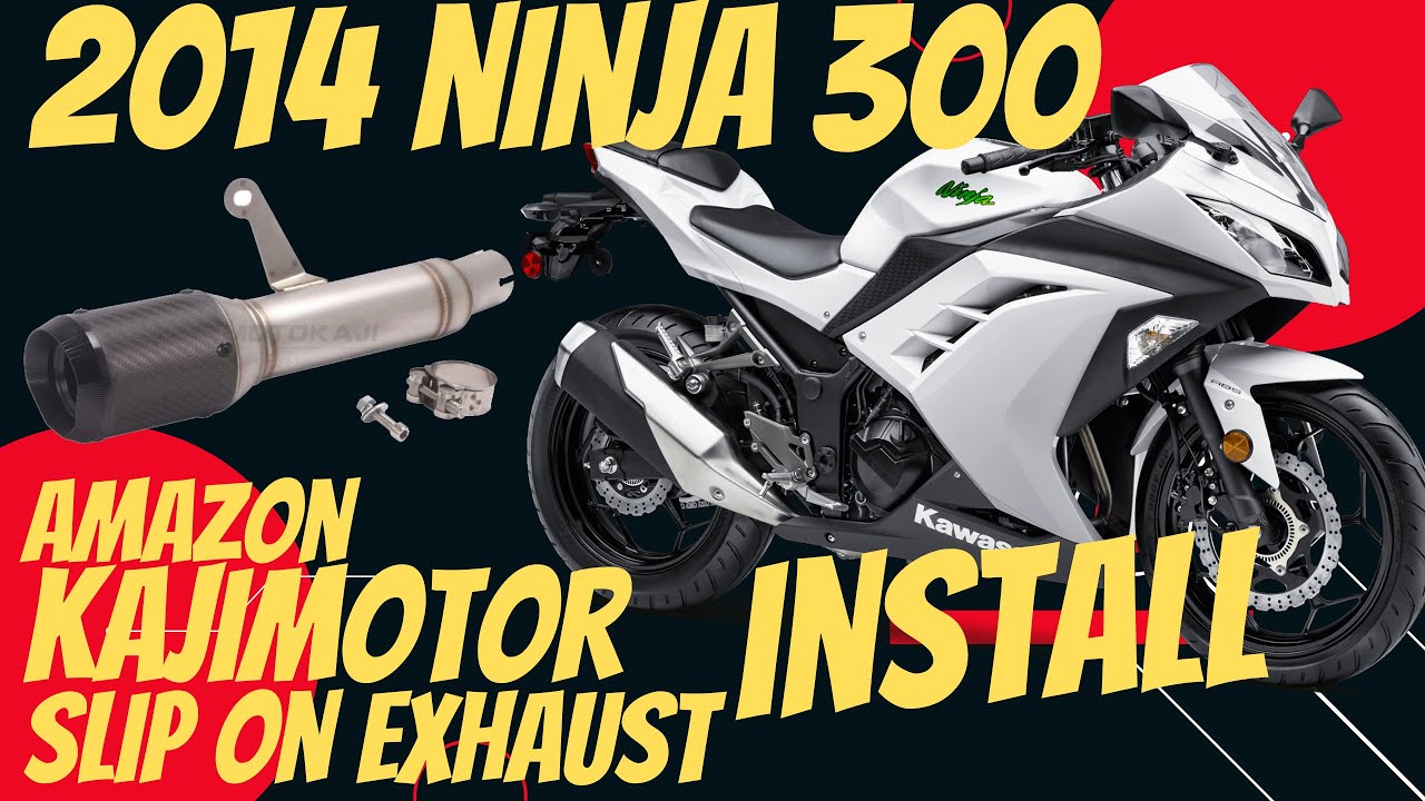 KajiMotor Slip On Exhaust  Install - 2014 NINJA 300 - Replacing Stock Exhaust & Sound Comparison